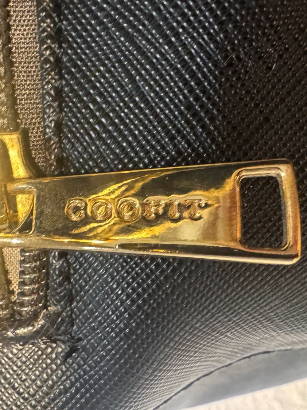COOFIT Black Saffiano Vegan Leather Backpack Gold Hardware EUC